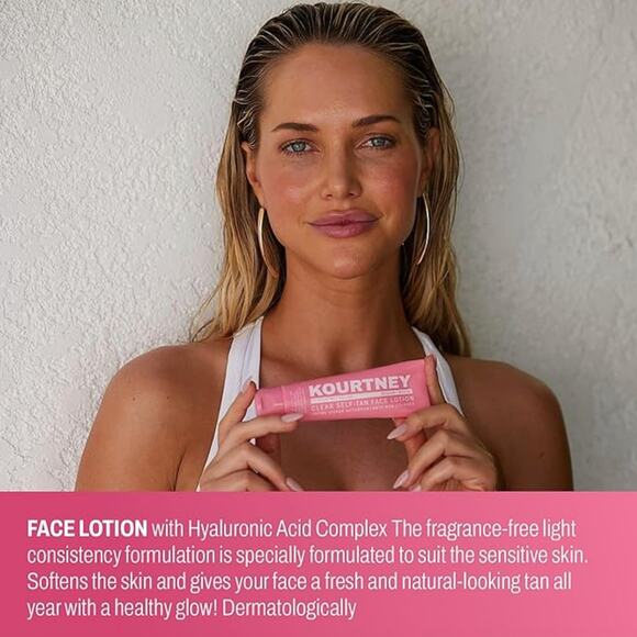 Kourtney Self-Tan Face Lotion Gradual Hyaluronic Acid Vegan Cruelty Free Medium - Picture 3 of 4